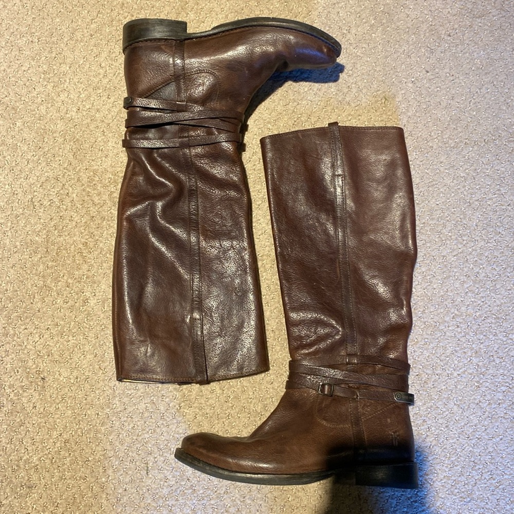 Frye Melissa Belted Boot, size 7. Barely worn. Vibram sole added.